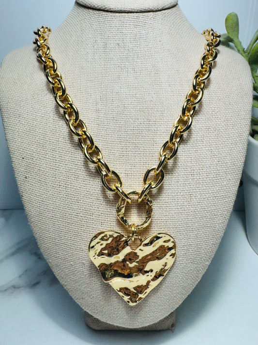 Gold Hammered Heart Necklace