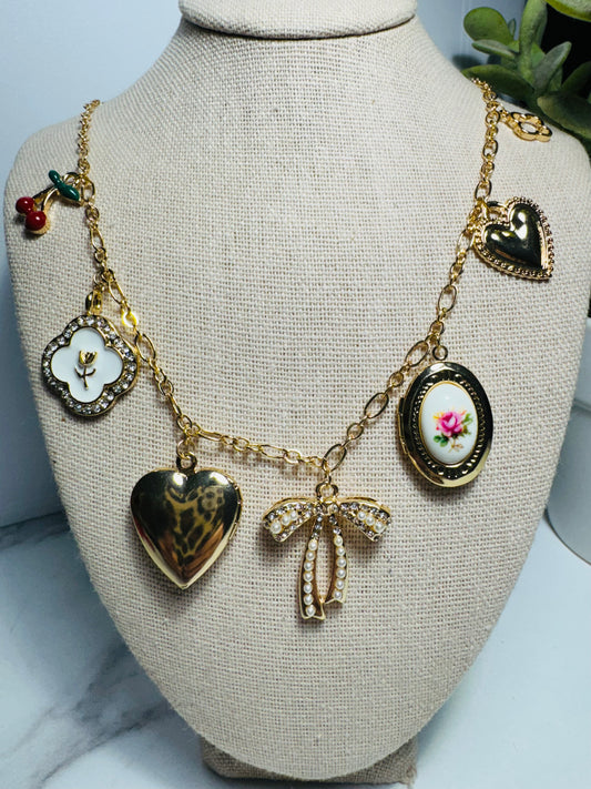 Sparkle Bow & Cherry Charm