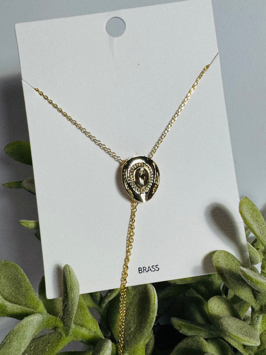 Gold Cowgirl Hat Adjustable Necklace