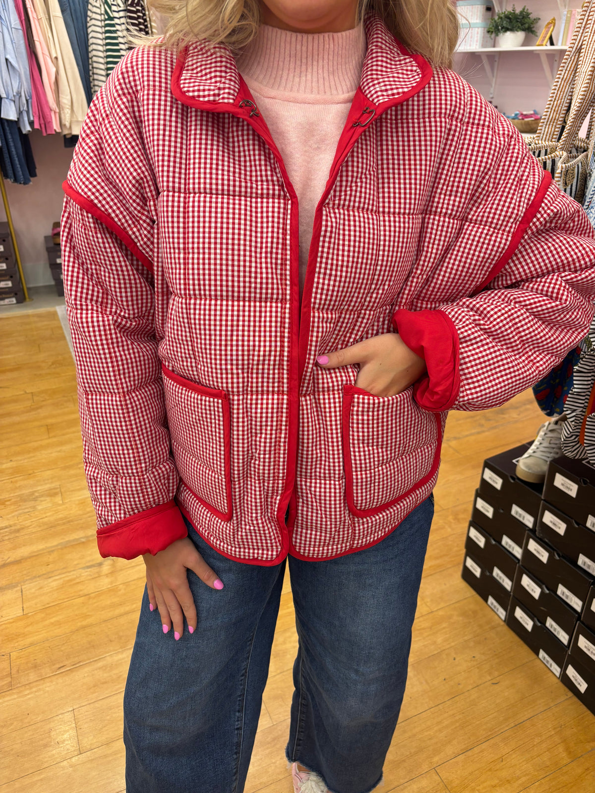Megan Gingham Puffer Jacket