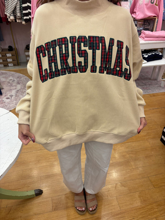 Plaid Christmas Mock Neck