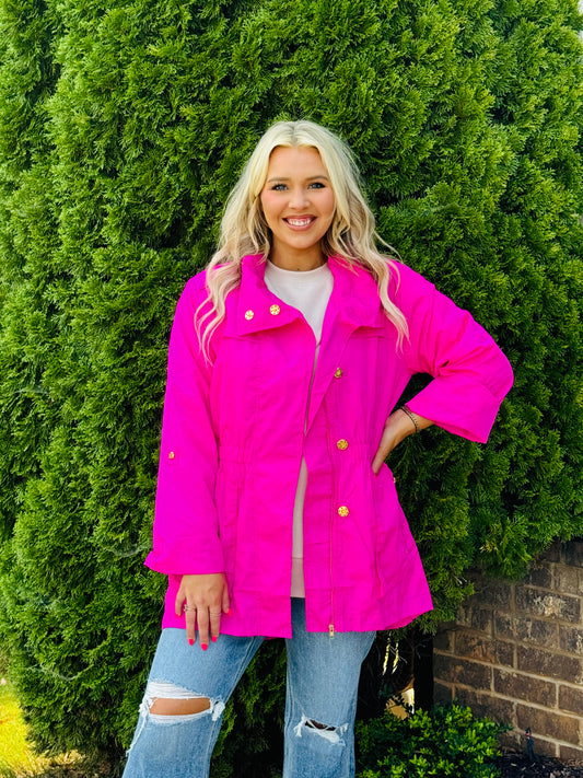 Dancing in the rain jacket   -                                                                                                               (Hot Pink, Black,Champagne)