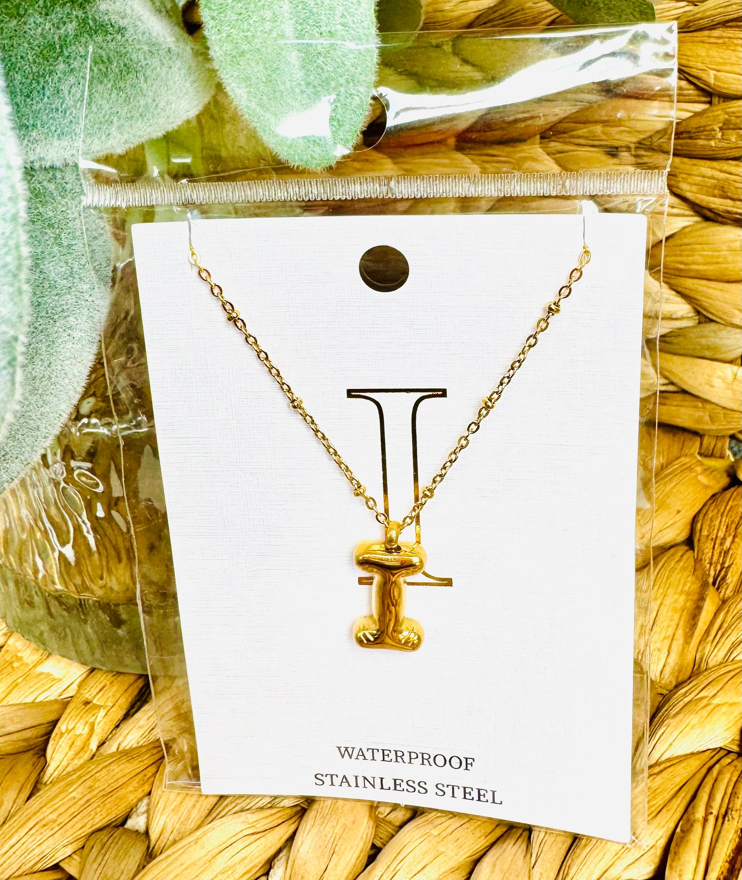 Gold Chunky Letter Necklace