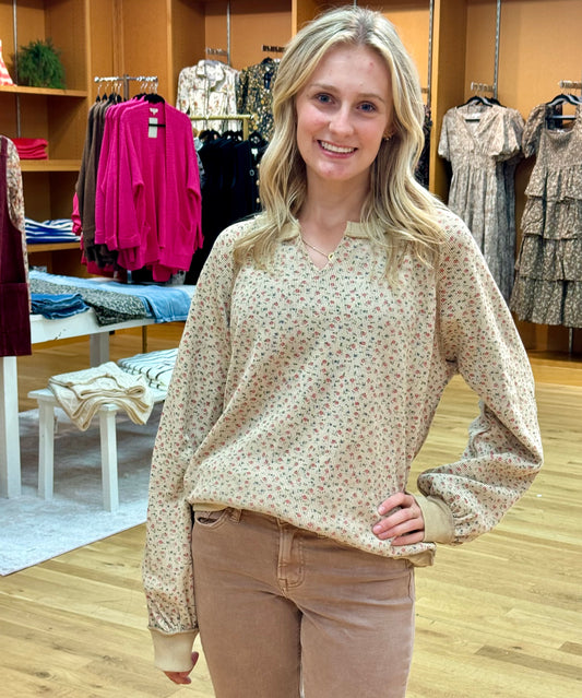 Lucy Floral Waffle Top