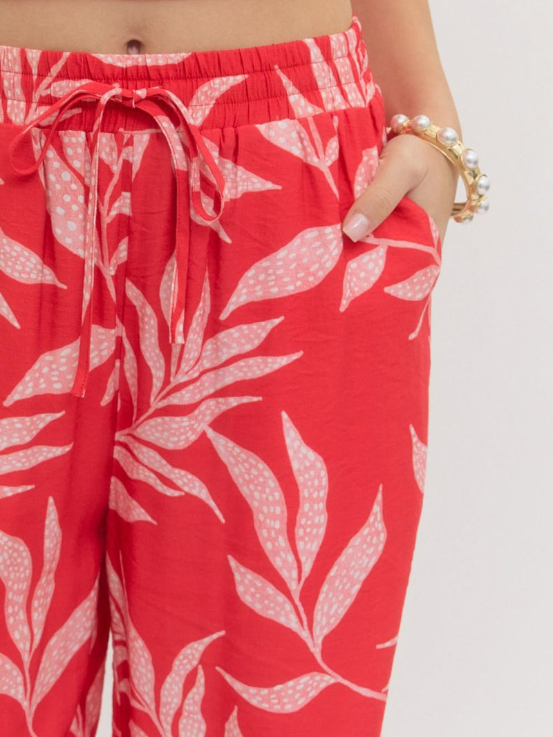 Red Tropical Pants