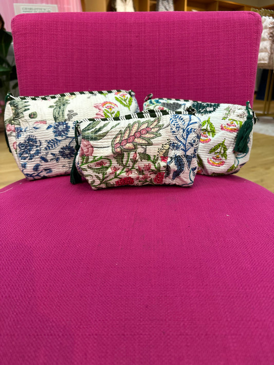 White Patchwork Cosmetic Bag