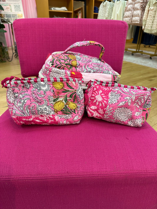 Pink Patchwork Cosmetic Bag