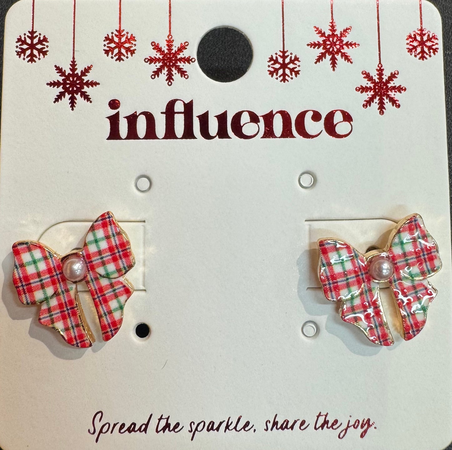 Christmas Plaid & Pearl Bows