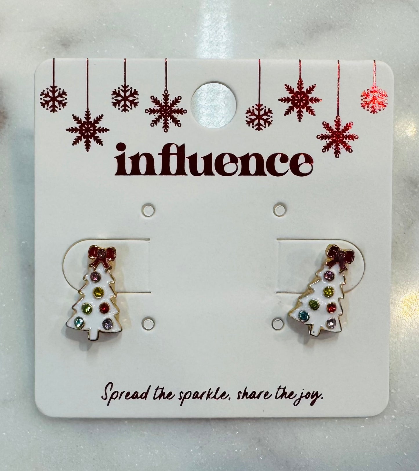 White Christmas Tree Earrings