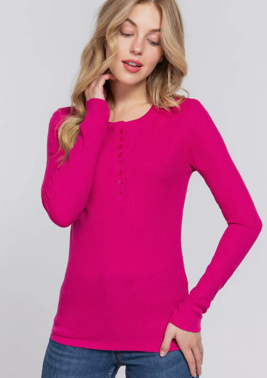 Active Waffle Henley Tops (available in multiple colors)