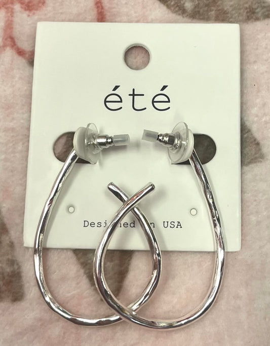 Silver Oblong Hoops