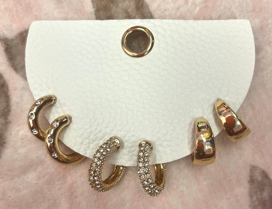 Gold Solid & Sparkle Hoops