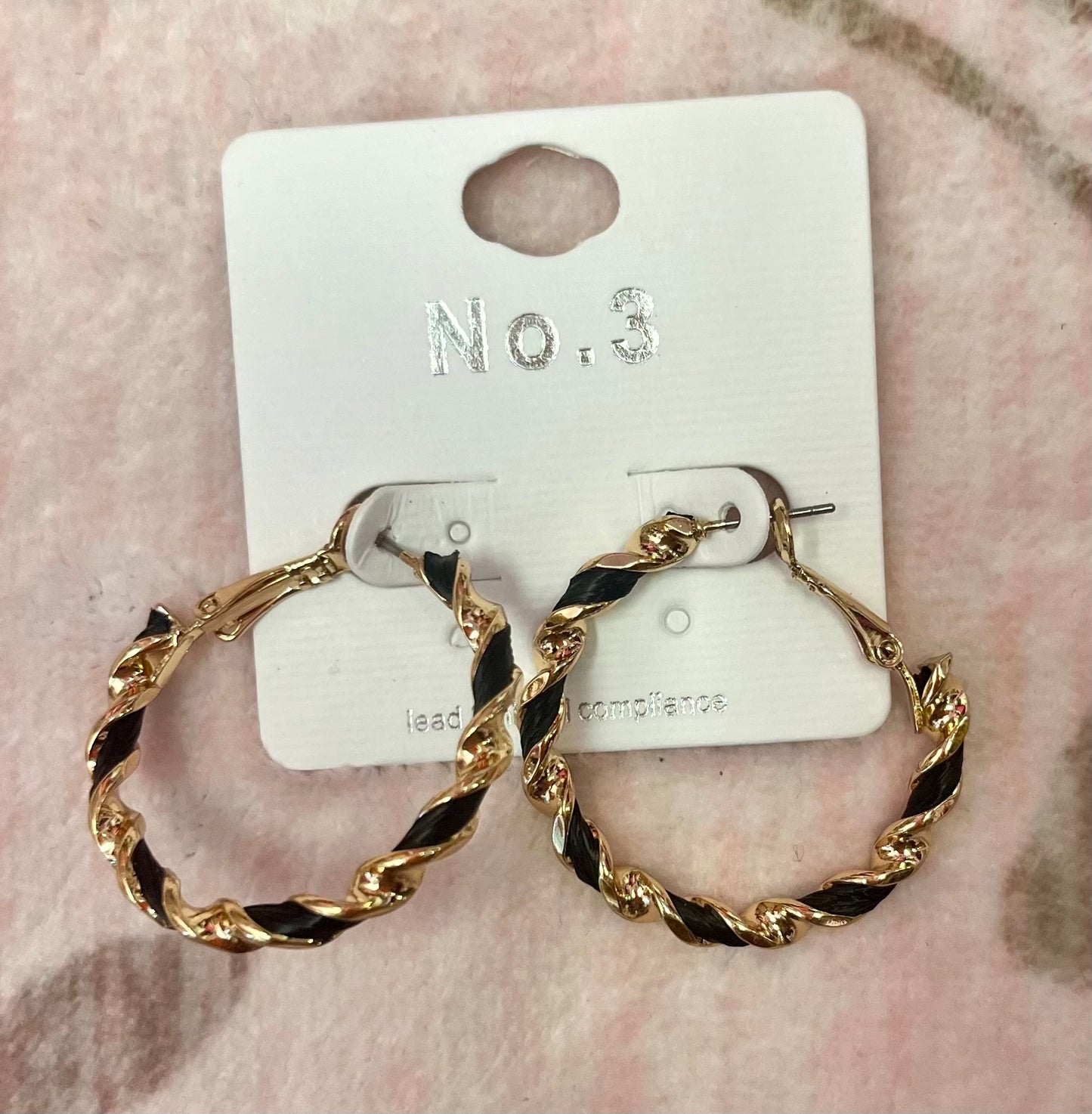 Black & Gold Twist Hoop