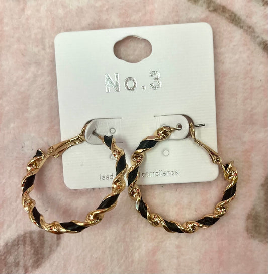 Black & Gold Twist Hoop