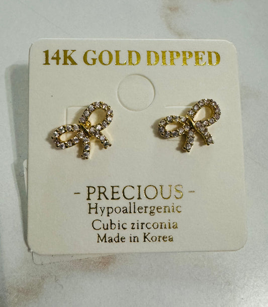 Betsy Gold Bling Bow Earring