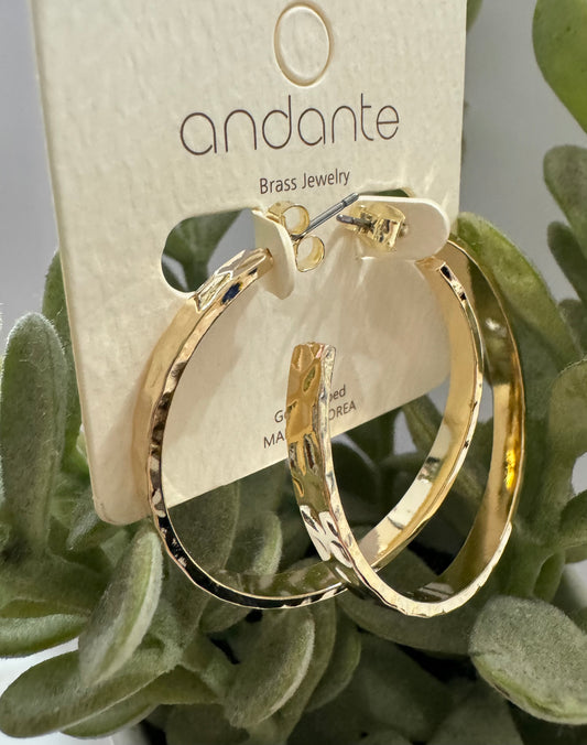 Gold Hammered Hoop