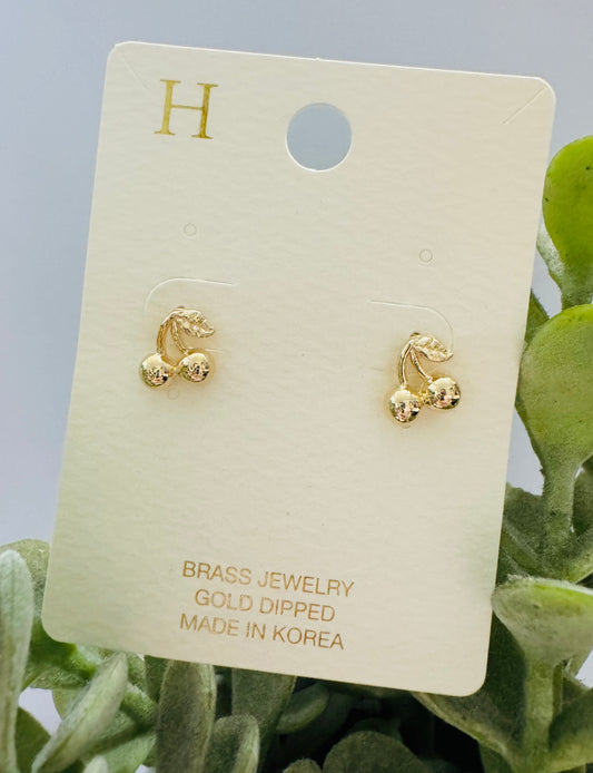 Gold Cherry Studs