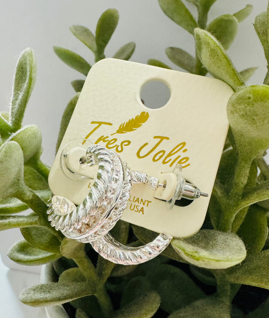 Small Silver Textured Hoops