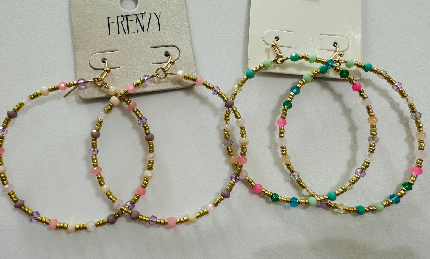 Multi-Colored Beaded Hoops