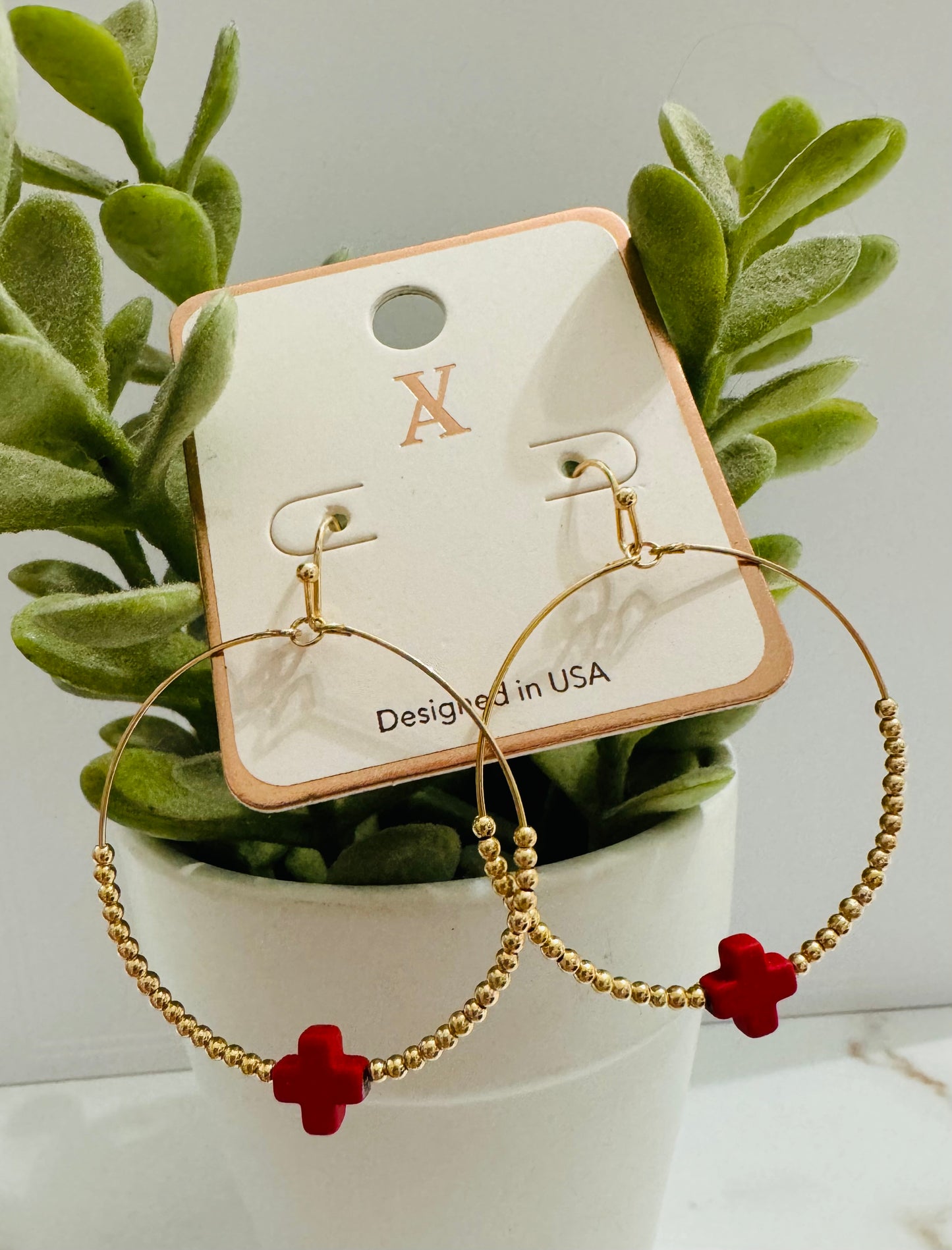 Cross Hoop Dangles