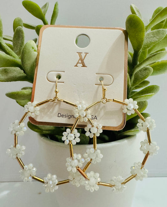 Clear Floral Gold Dangles