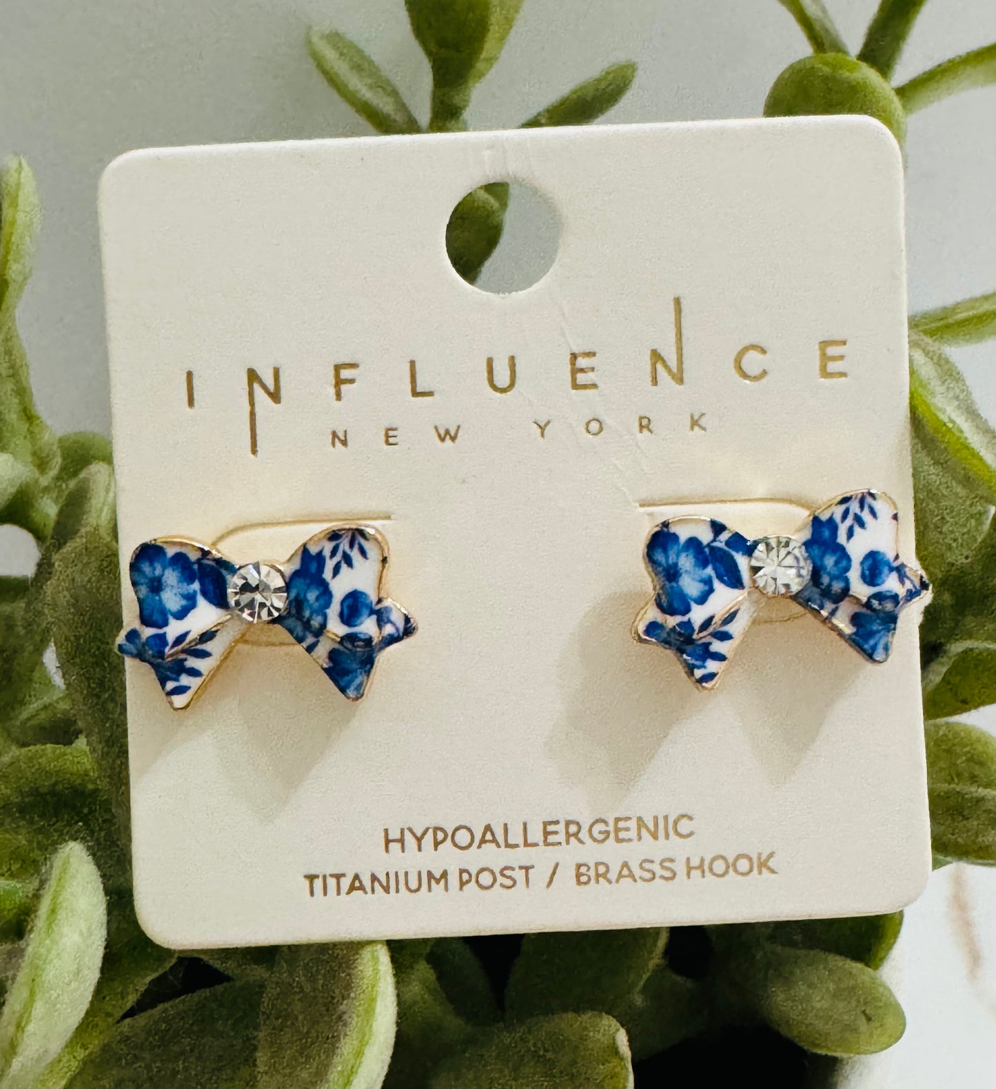 Blue Floral Bow earrings