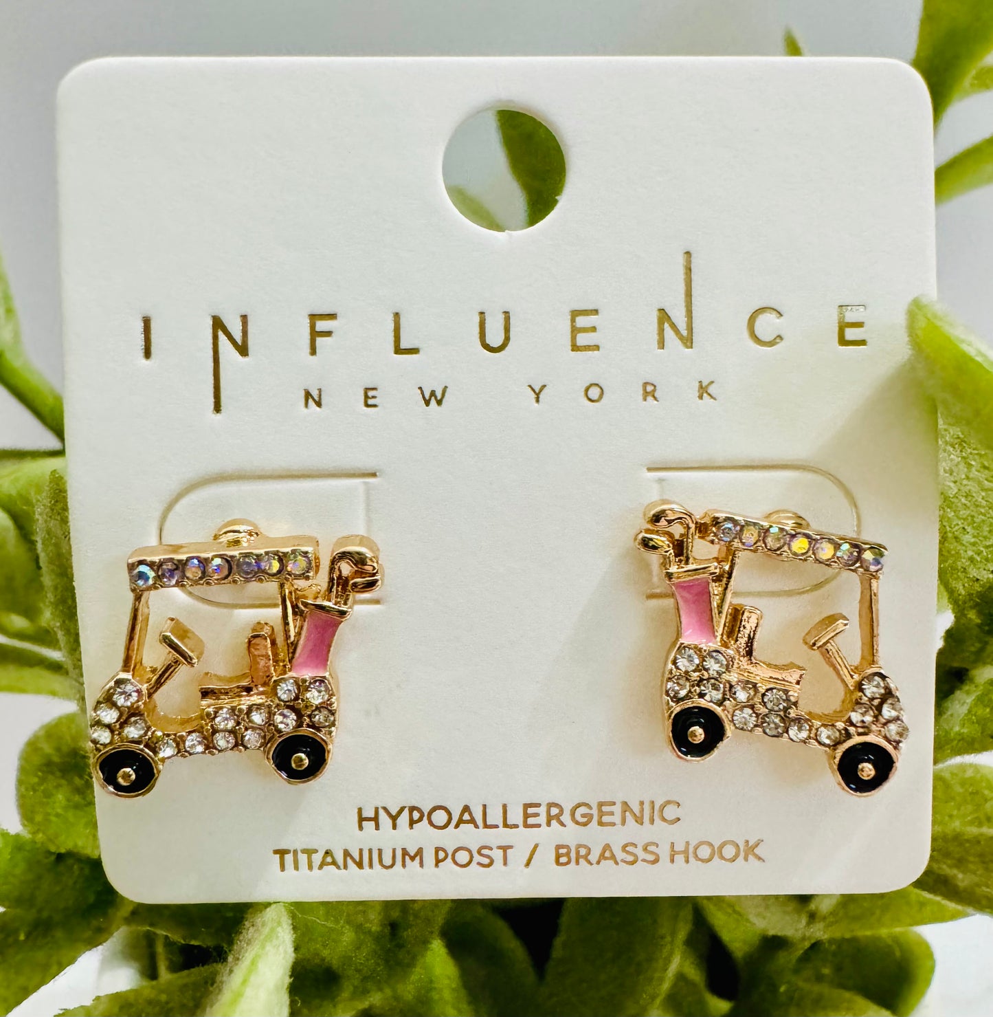 Pink Sparkle Golf Earrings