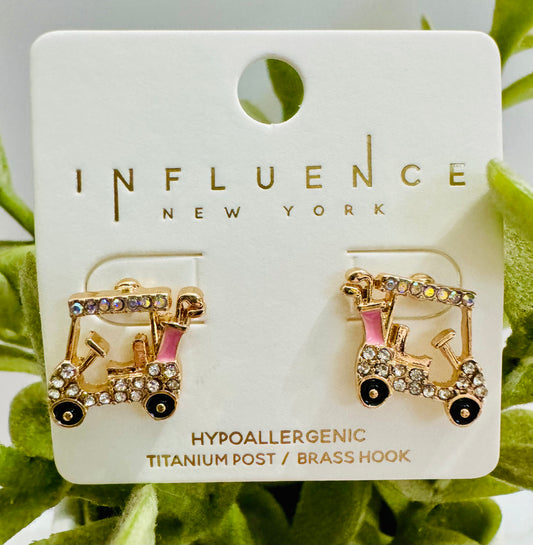 Pink Sparkle Golf Earrings