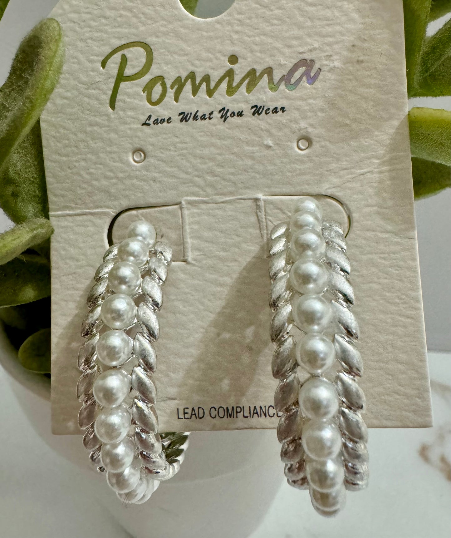Large Silver Pearl Hoop