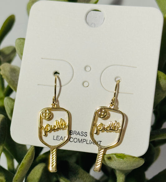 Pickleball Earrings in Silver or Gold