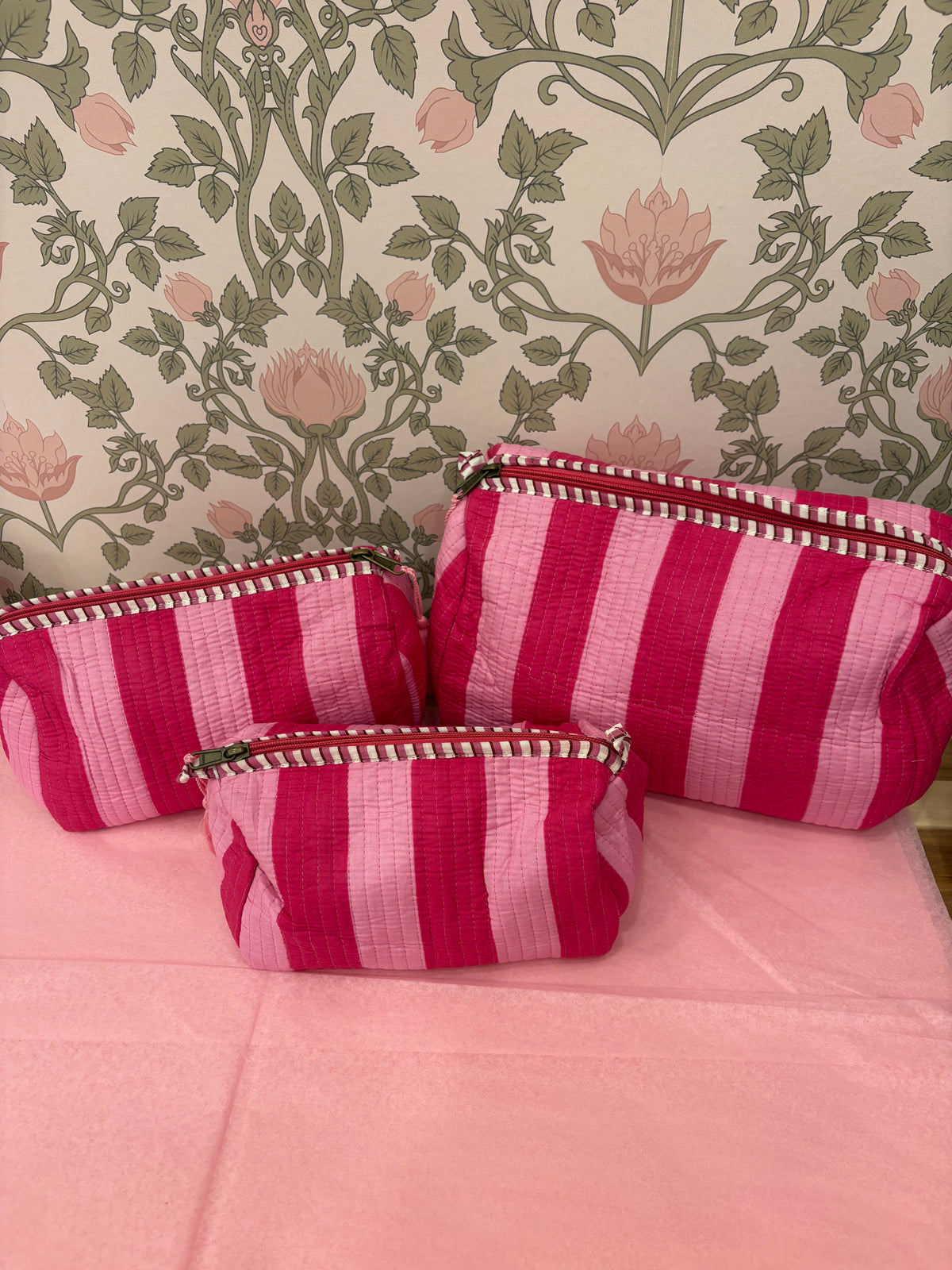 Pink Stripe Cosmetic Bag