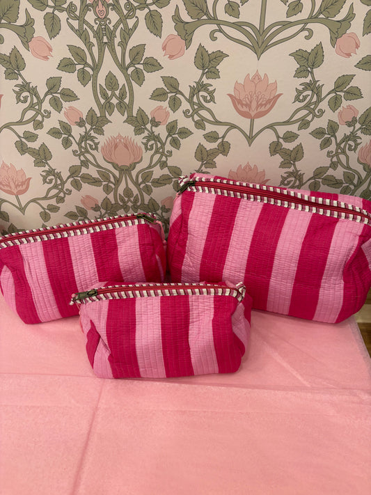 Pink Stripe Cosmetic Bag