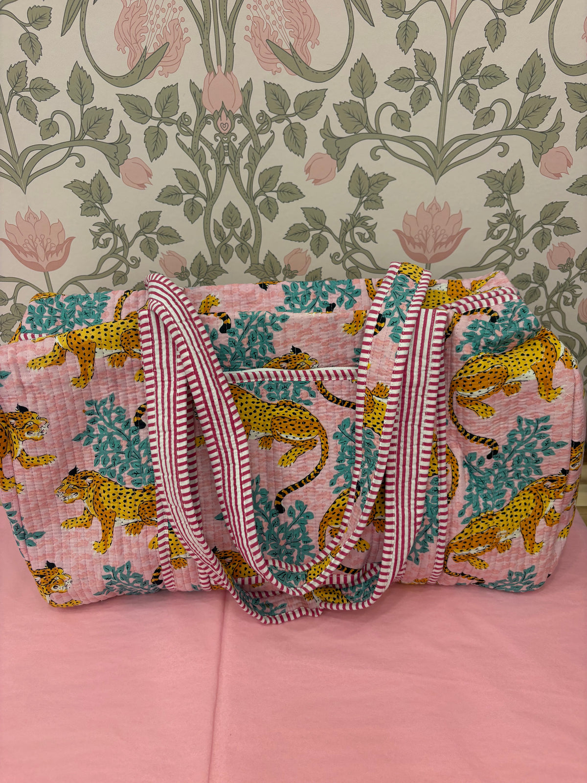Coral Leopard Duffle