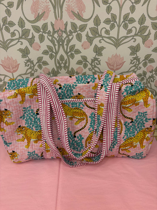Coral Leopard Duffle