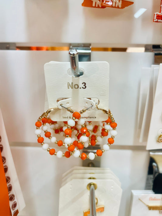 Orange & White Beaded Earrings