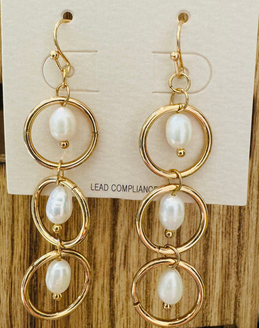 Gold & Pearl Drop Earrings