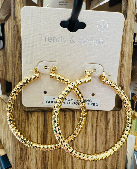 Large Shimmer Gold Dipped Hoops