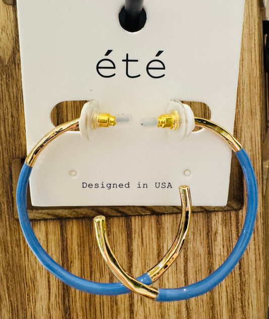 Gold Dipped Earrings (Blue or Pink)