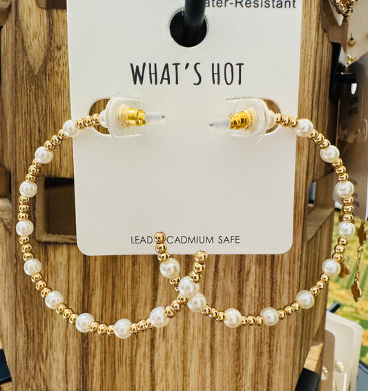 Large Gold & Pearl Earrings