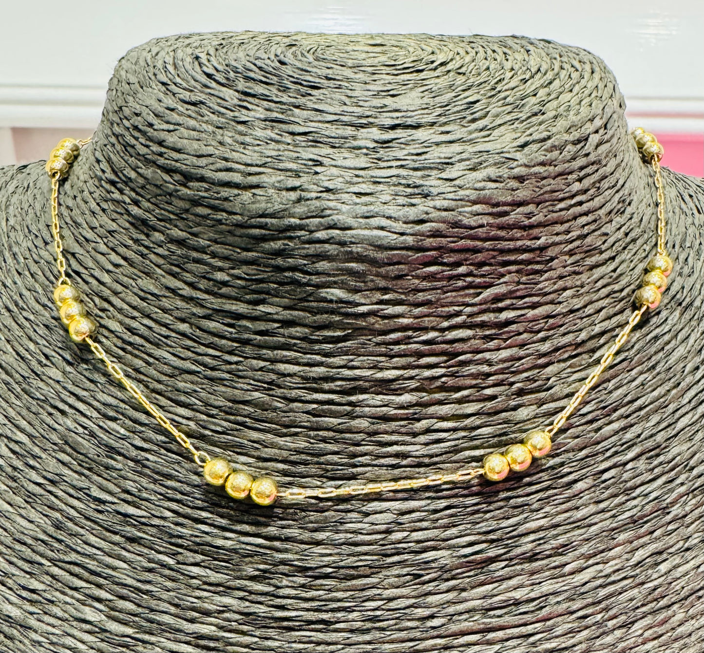 Triple Bead Gold Necklace