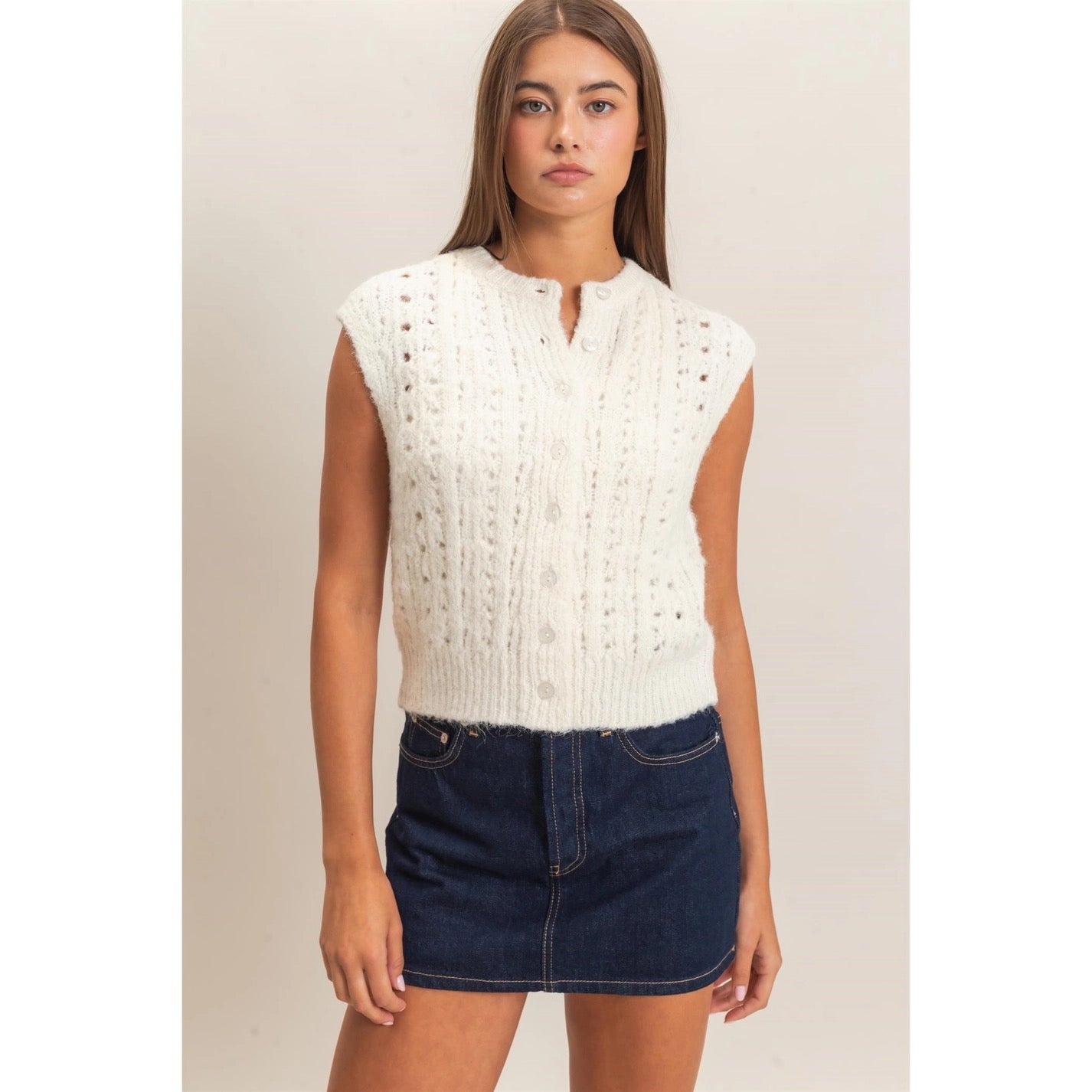 Amelia Button Front Sweater Vest