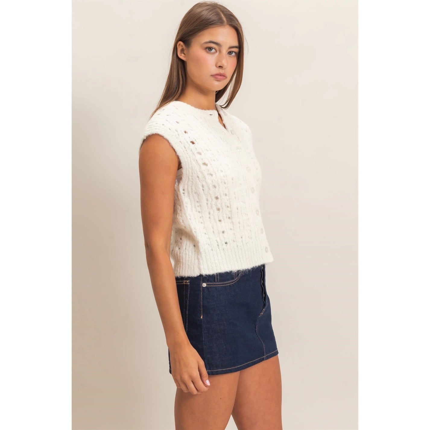 Amelia Button Front Sweater Vest