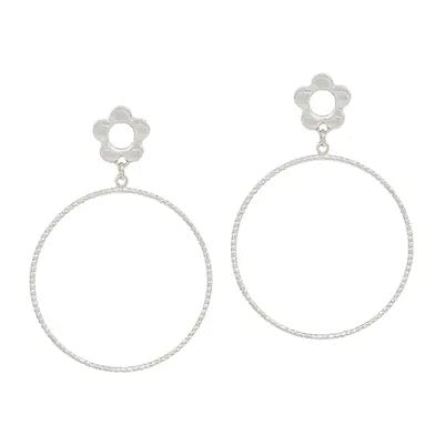 Silver or Gold Flower Stud Hoop Earrings