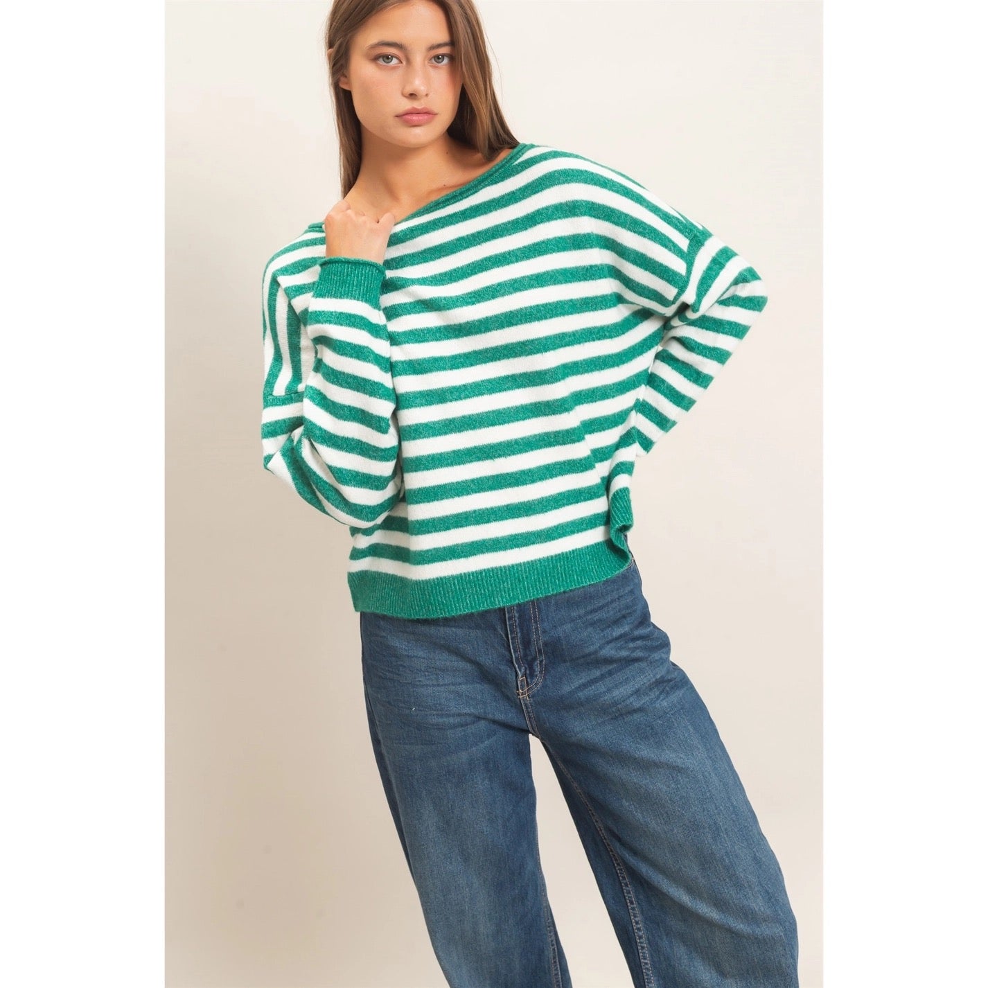 Eloise Off the Shoulder Striped Sweater