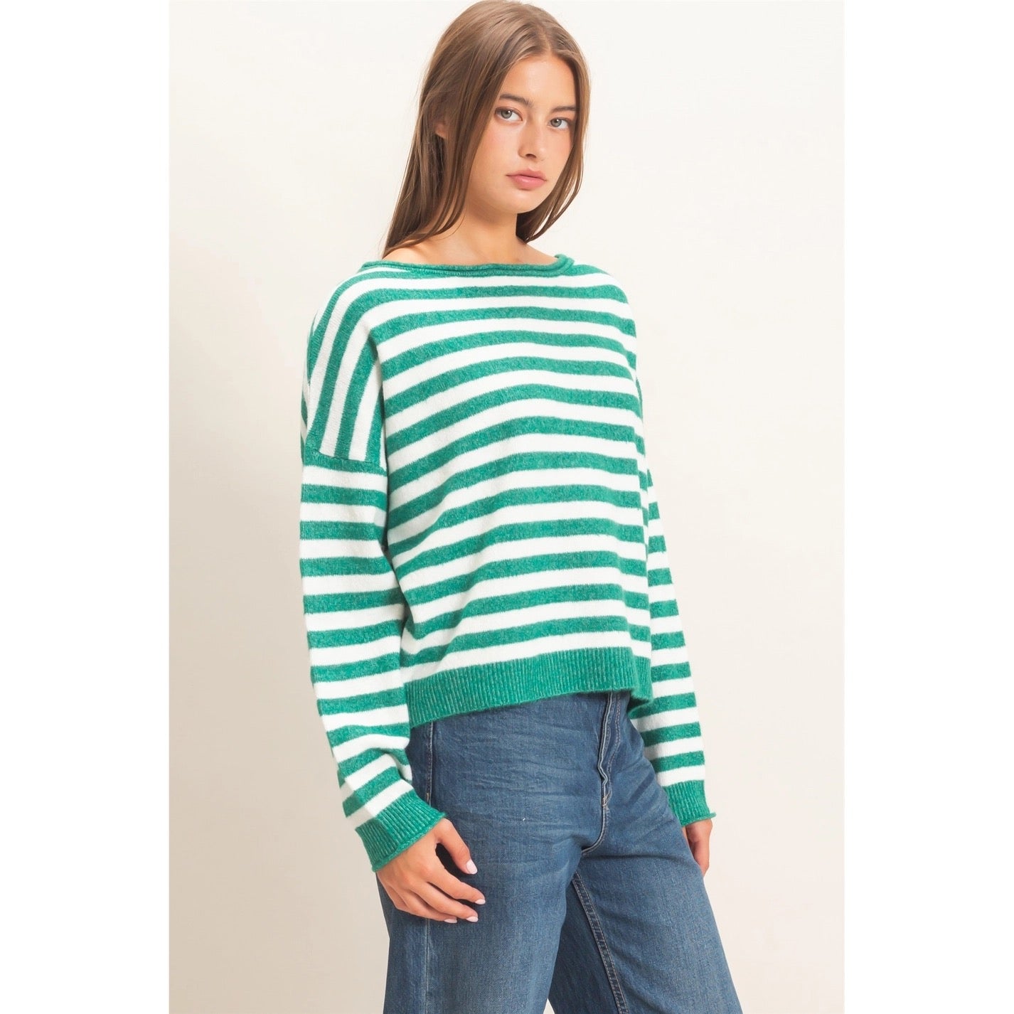 Eloise Off the Shoulder Striped Sweater