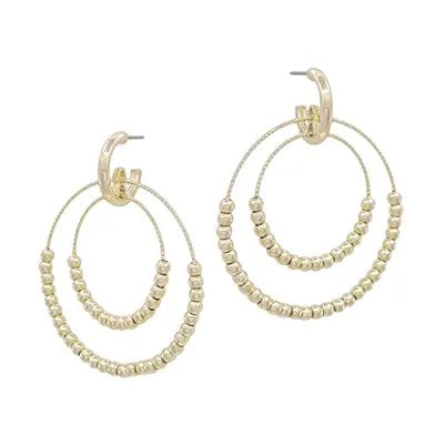 Layered Circle Beaded Hoop Earrings Silver or Gold