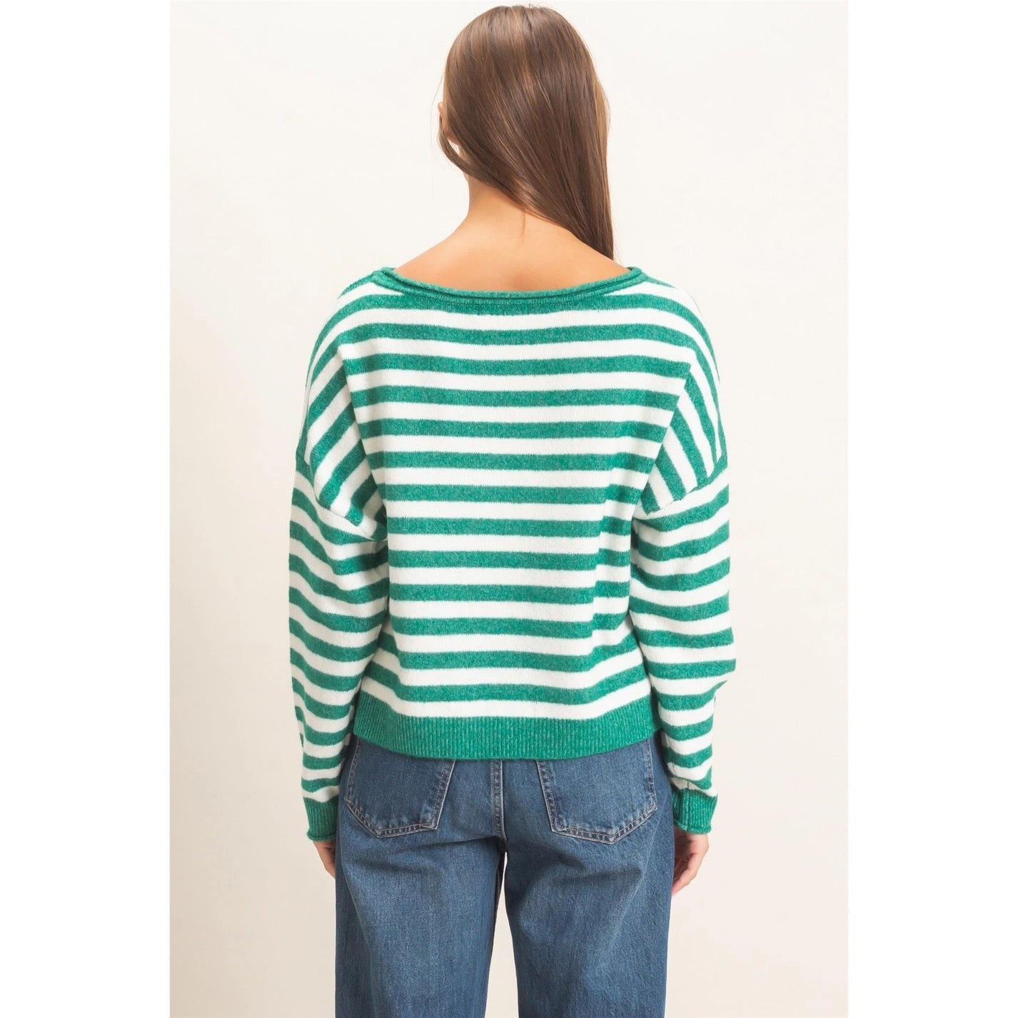Eloise Off the Shoulder Striped Sweater