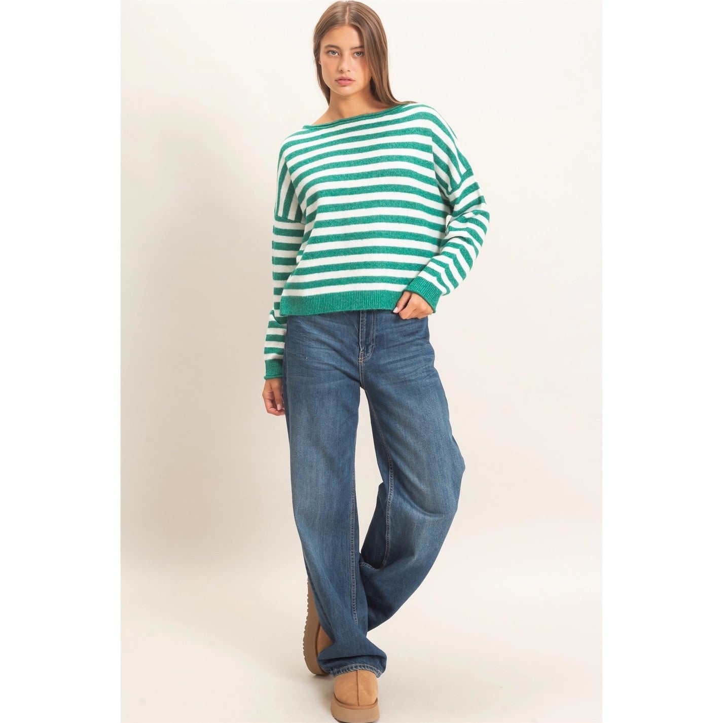 Eloise Off the Shoulder Striped Sweater
