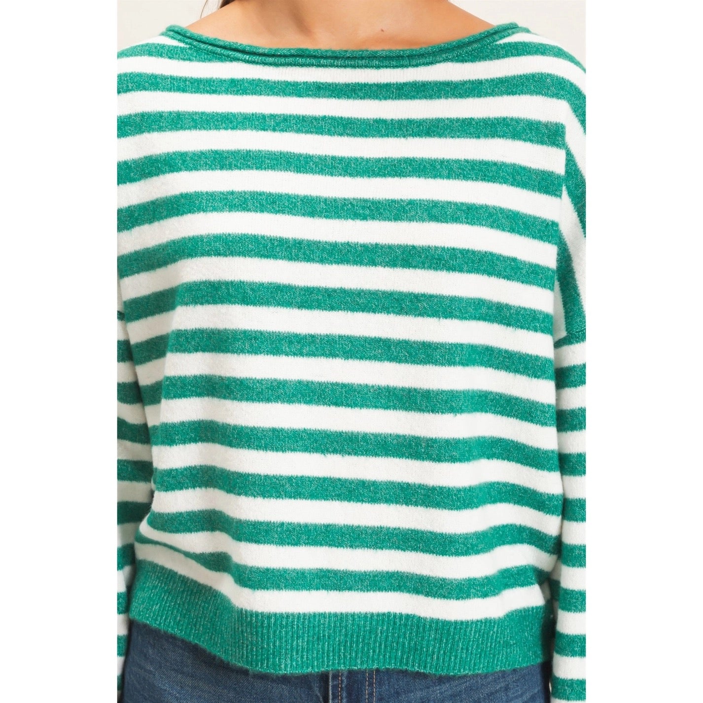 Eloise Off the Shoulder Striped Sweater