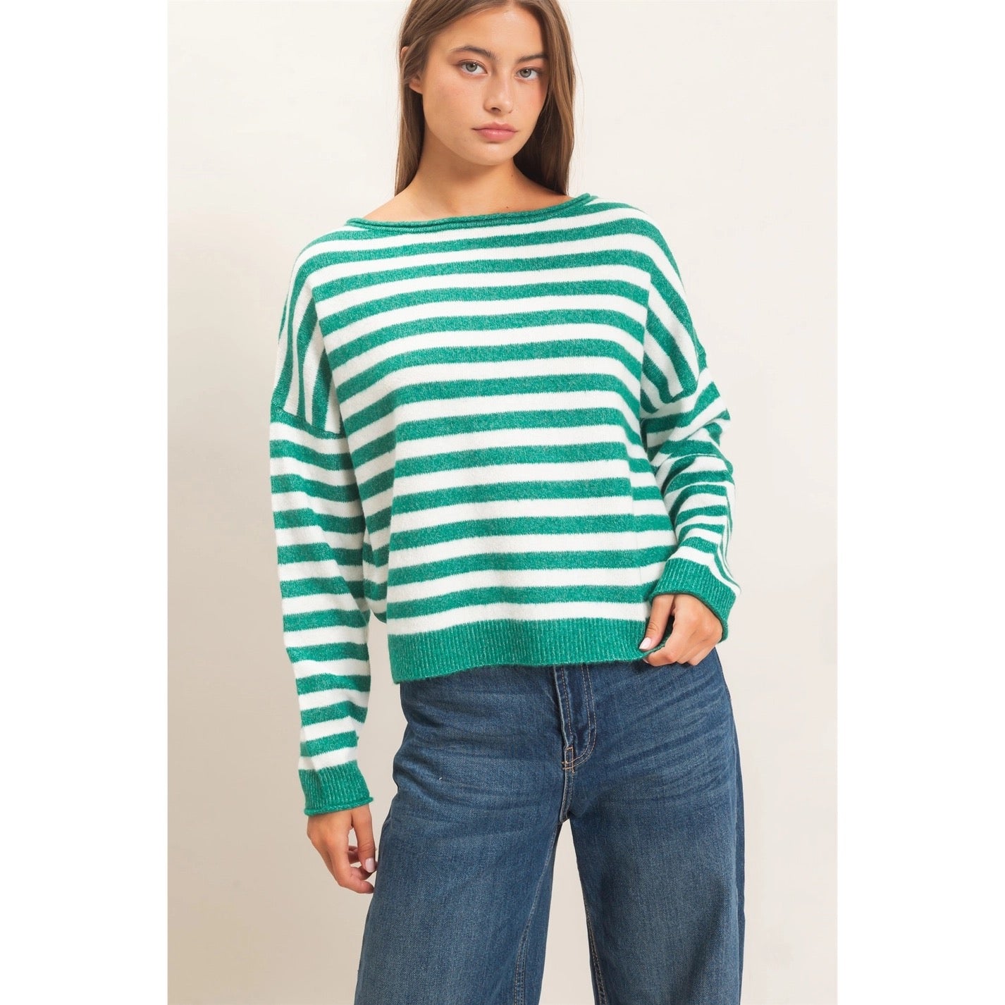 Eloise Off the Shoulder Striped Sweater